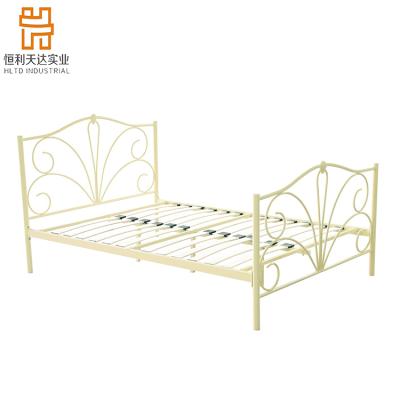 China Durable high quality classic princess queen size double design metal bed frames golden for girls for sale