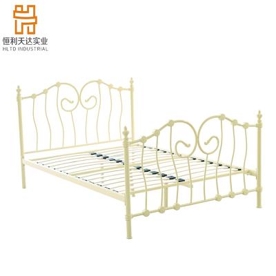 China Wholesale Durable Classic Queen Size Princess Double Design Metal Bed Frames Gold For Girls for sale