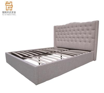 China Durable Wholesale Soft Modern Bedroom Furniture Upholstered Fabric Bed With Wooden Slats for sale