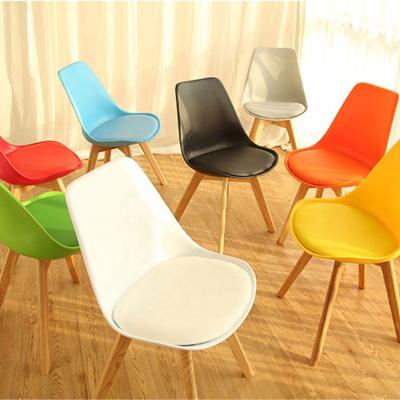 China (Height) Adjustable Tulip Plastic Fabric Shaft Back Curved Back Slope Leather Dining Chair for sale