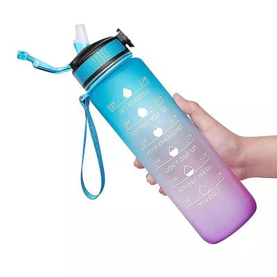 China Minimalist Sublimation Tumbler Leak Proof Bpa Free Drinking Water Bottle With Marker And Time Straw To Ensure You Drink Enough Water for sale