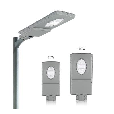 China Outdoor remote LANDSCAPE KCD smd post lamp solar powered street light 60w 100w 150w 200w 300w integrated all in one solar led street light for sale