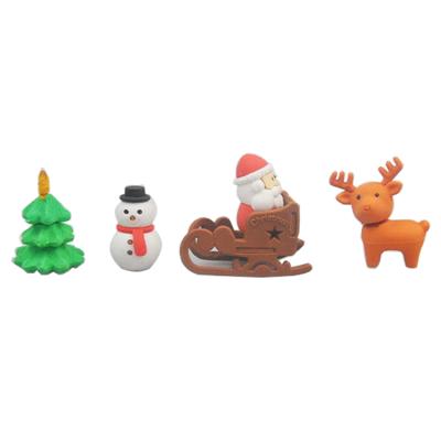 China Eraser Size Quality Christmas Santa Elk Shape Rubber Eraser School Supplies Promotional Stationery Set Cute Kawaii Erasers for sale