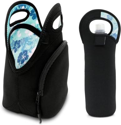 China 2021 Popular Neoprene Custom Printed Logo Picnic Cooler Insulated Thermal Carry Lunch Bag With Bottle Bag for sale