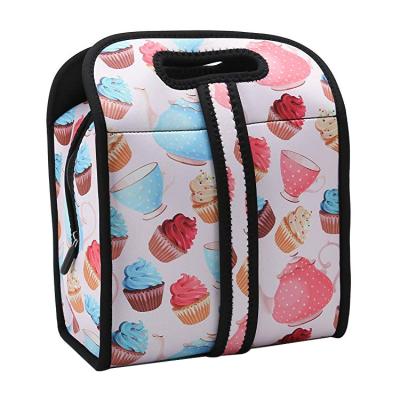 China 2021 Popular Printing Neoprene Ice Cream Picnic Pizza Food Delivery Tote Outdoor Aluminum Insulated Lining Thermal Lunch Cooler Bag for sale