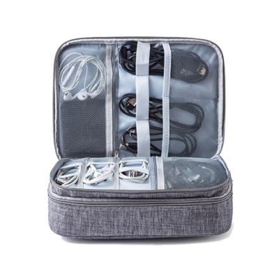 China Viable Triple Layers Travel Data Cable Organizer Electronics Accessories Carry Bag Oxford Digital Storage Bags for sale