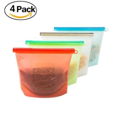 China Reusable 500ml/1000ml/1500ml/4000ml 100% Silicone Food Storage Bag Viable for sale