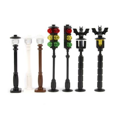 China City accessories compatible with legoingly road street lamp traffic light building block for sale