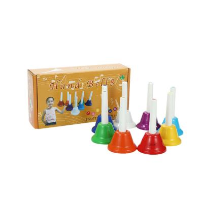 China Educational Toy Hot Selling School Teaching Aid Colorful Percussion Toys 8-Note Hand Bells Musical Instruments for sale