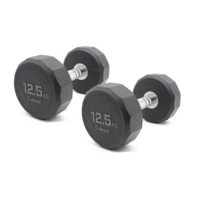 China Bodybuilding Fitness Gym Equipment Urethane Dumbbell Weightlifting PU Gym Black Dumbbell for sale