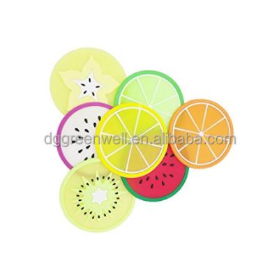 China Viable Cute Fruit Colorful Silicone Non-slip Unique Kitchen Bar Drink Cup Mat for sale