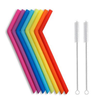 China Viable Silicone Drinking Straws, Reusable Extra Long Straws with Cleaning Brushes for sale