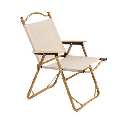 China Contemporary Portable Outdoor Beach Chair Kermit Camping Ultra Light Folding Chair Wood Grain Folding Chair for sale