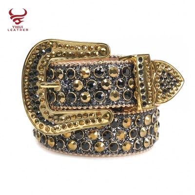 China ALLOY 2 Color Black And Gold Rhinestone Belt Buckle Custom Applique For Man for sale