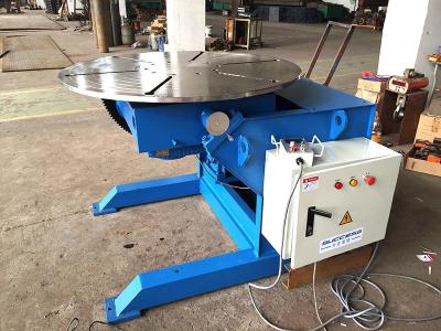 China Horizontal 1T Welding Positioner Turntable Blue Rotary Weld Positioner for sale