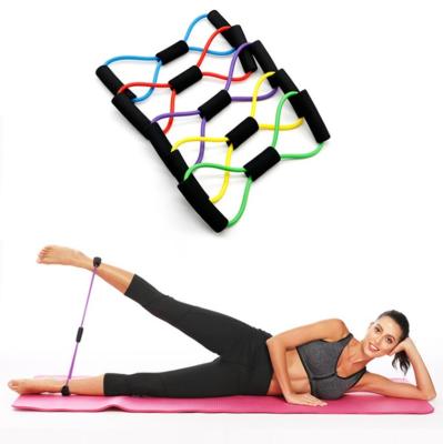 China Durable Elastic Band Gym Gym Resistance Band Set Fitness Exercise Yoga 8 Shaped Pilates Resistance Band 8 Shape Resistance Tube Band Sets for sale