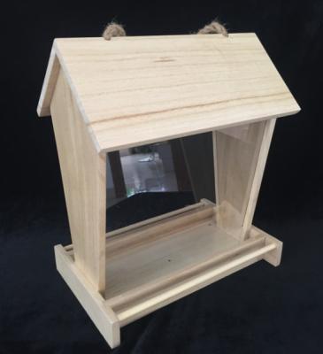 China 28 X 18 X 32cm Wooden Bird Feeders 752g Weight With 2 Clear PC Easy Cleaning for sale