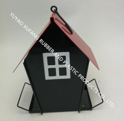 China New design feeder，Germanic red and black water proof metal house with clear side bird feeder for sale