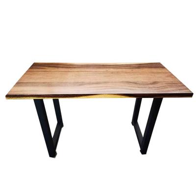 China New Profesional Panel Rain Tree Long Wooden Board Empty Computer Table Solid Wood Restaurant Table for sale