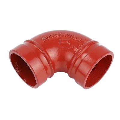 China Fire Fighting High Quality Cast Iron Malleable Iron 2inch Grooved 90 Degree Elbow Flange Pipe Fitting for sale