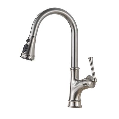 China Thermostatic Faucets Ready To Ship Pull Out Kitchen Sink Faucet Brushed Nickel Flexible Sprayer Kitchen Faucet for sale