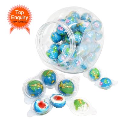 China Natural Earth Shaped Inquiry Fruit Sandwich Top Soccer Basketball Jam Filled Hollow Bubble Gum for sale