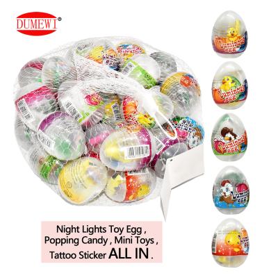 China Normal luminous toy egg cartoon tattoo sticker and mini sugar candy jumping toys 1g for sale