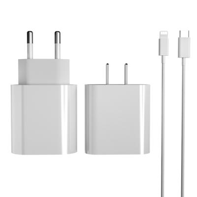 China Free Shipping Factory Quality 20W Adapter Wholesale Mobile USB-C Kit Fast Charging Original Type C PD 20W Wall Adapter Charger With Cable For IPhone for sale