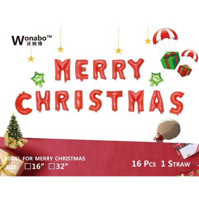 China Event& party supplies foil balloon christmas foil balloon 16 inch merry christmas letter set christmas decoration foil balloon for sale