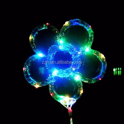 China Gift Toy Wholesale 18 Inch LED Light Flower Shape Colorful Bobo Balloon Clear Space Led Balloon Strip Lights Birthday Wedding Party Decoration for sale