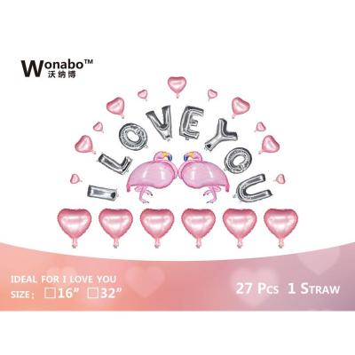 China Event& party supplies Wonabo I LOVE YOU 16 inch balloon set valentine's day letters foil balloon for get married for sale