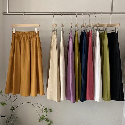 China Fashion Breathable High End Waist Controlled Vintage Temperament Pleated A Line Navy Skirts Long Skirts For Women Casual for sale