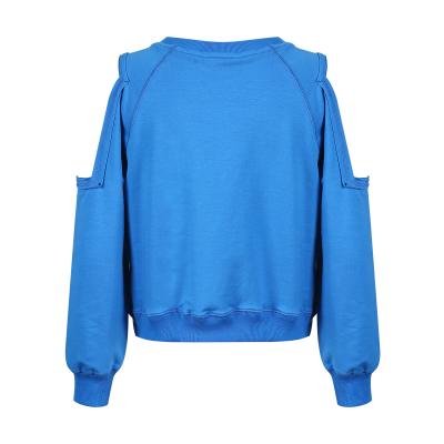 China Customized Simple Sweatshirt QUICK DRY Crew Neck Organic Cotton Women Sweatshirt Off Shoulder Sweatshirt Women for sale