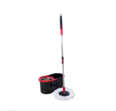 China Durable 360 ​​Degree Rotation Pole Stainless Steel Handle Removable Broom For Flat Squeeze Cleaning Broom With Bucket System Cover for sale