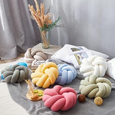 China Anti-static Hot Sales 2 Tube Lovely Soft Plush Round Knot Ball Pillow 3D Cushion Pillow For Home Decor Cushion for sale