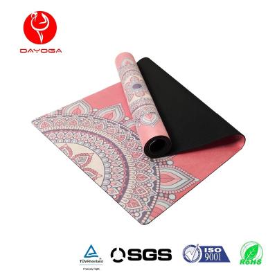 China Eco-Friendly/Non-toxic/Non-slip/Washable/Stable Rebound Back DAYOGA Suede Fabric Printed Rubber Low Yoga Mat for sale