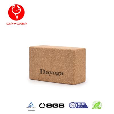 China Custom Eco-Friendly/Non-toxic/Non-Slip/Washable/Stable Back Brick DAYOGA Logo Printed Cork Yoga Block Rebound for sale