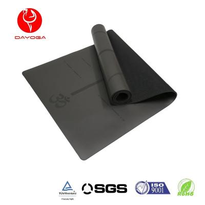 China Eco-friendly Line Eco-friendly/Non-toxic/Anti-slip/Stable Rebound Natural Rubber Black PU Yoga Non Slip Back Line Alignment Mat for sale