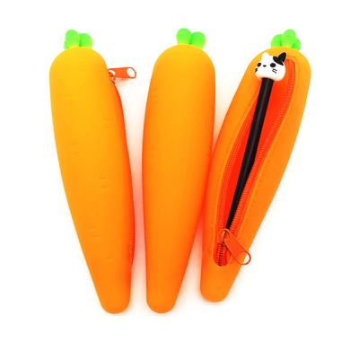 China 2021 New Design Novelty Carrots Fashionable Silicone Pencil Case For Student Rewards for sale