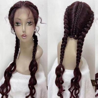 China Hotsale Crochet Braid Hair Lace Front Wig Cheap Natural Synthetic Braided Lace Front Wigs Heat Resistant Synthetic Hair Wigs for sale