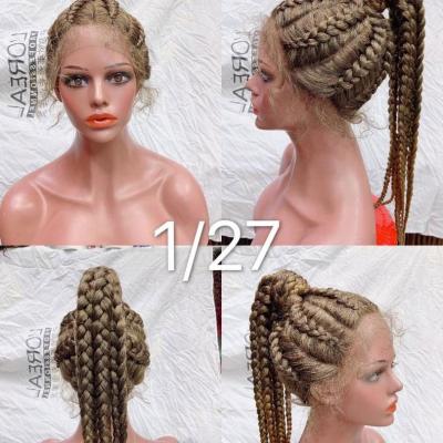 China Black Wave Hair Synthetic Lace Front Wigs Good Quality Regular Long Wigs For Black Women Braided Synthetic Lace Front Wigs for sale