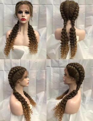 China Synthetic Jumbo Braid Twist Braid Wholesale Cheap Braided Lace Front Wig Braid Wigs For Women Synthetic Lace Wig Six Color Available With Adjustable Band for sale