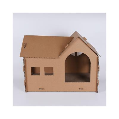 China Diy Partially Enclosed Viable Corrugated Paper Cat Scratcher House Wear-resistant Creative Cardboard Cat Scratching Board Cat House for sale