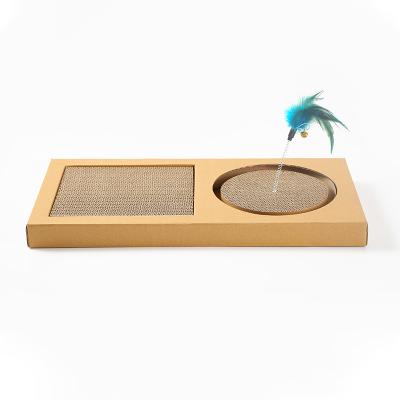 China Wholesale Viable Cat Self Greming Products Popular with Scratcher Circle and Place Cat Scratching with Toy Cat Scratcher Pad for sale