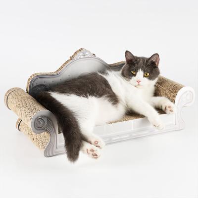 China Wholesale Viable High Quality 57x26x28 Cat Scratcher Paper Cardboard Sofa Shape Cat Scratcher Corrugated For Sleeping Scratch Cat for sale