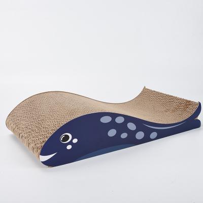 China Viable Blue Whale Cat Claw Sharpening Toy Cat Nest Scratcher Corrugated Cardboard for sale