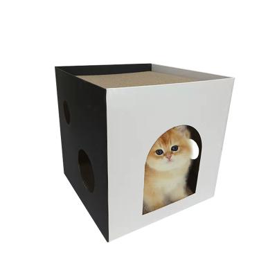 China Corrugated Paper Eco-friendly Viable Cat Scratcher Bed Cube Shape Cat Cardboard Scratcher from TOPPYWOOD Cat Scratcher Pad for sale