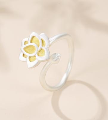 China 2021 New Designed CLASSIC AdjustableLotus Gold Like Handmade Ring Rings With Lotus Flower for sale