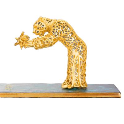 China Souvenirs 2021 Models Of New Age Golden Tiger With Copper Base for sale