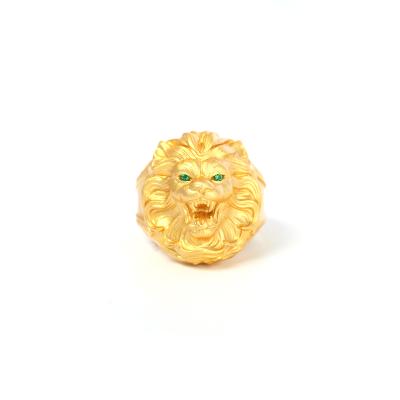 China The other thin layer of S925 gold silver high quality wholesale assertive Lion King Men Ring for sale